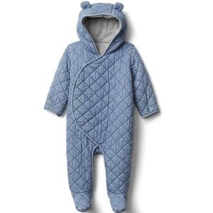 Baby Quilted Chambray Bear One-Piece 3-6months